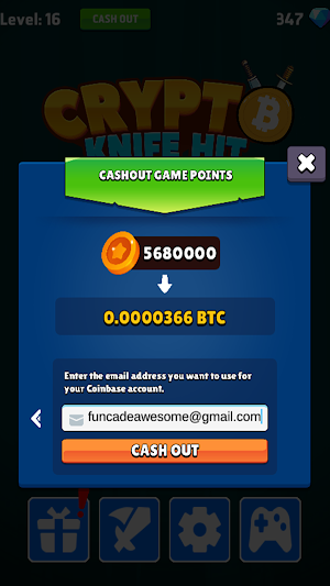 Crypto Knife Hit - Earn BTC! Screenshot 0