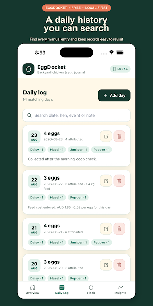 EggDocket Chicken Egg Tracker Screenshot 1