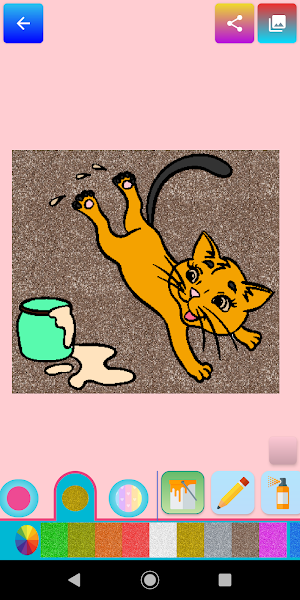 Cat Coloring Pages Game Glitters 🐱 Cute Kitty Screenshot 3