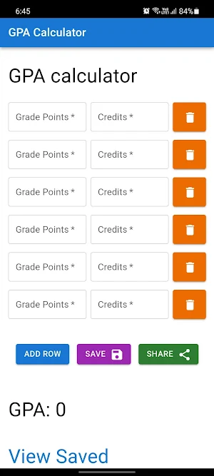 CGPA and SGPA Calculator Screenshot 0