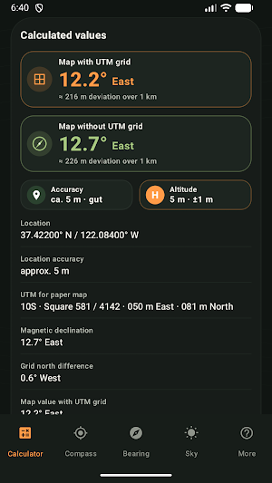 Compass Declination Bearings Screenshot 1