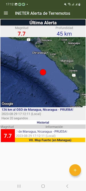 INETER Alerta de Terremotos Screenshot 2
