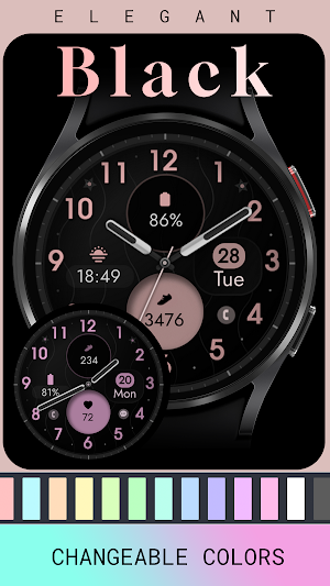 Elegant Black Sleek Watch Face Screenshot 2