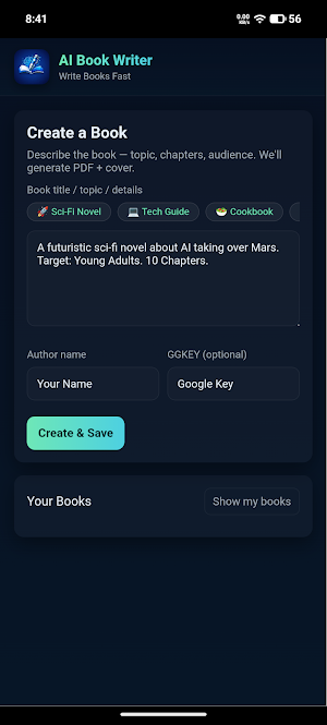 AI Book Writer – Write Books Screenshot 1