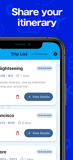 Trip Planner · Share Itinerary Screenshot 2