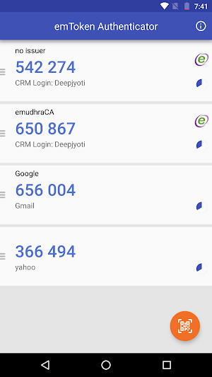 emToken Authenticator Screenshot 1