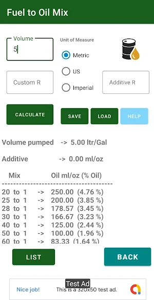 Fuel to Oil Mix 2 Screenshot 2