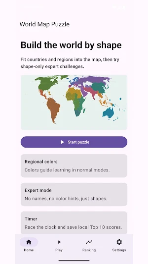 World Map Puzzle Screenshot 3