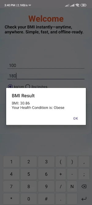 Calc BMI Anytime Screenshot 1