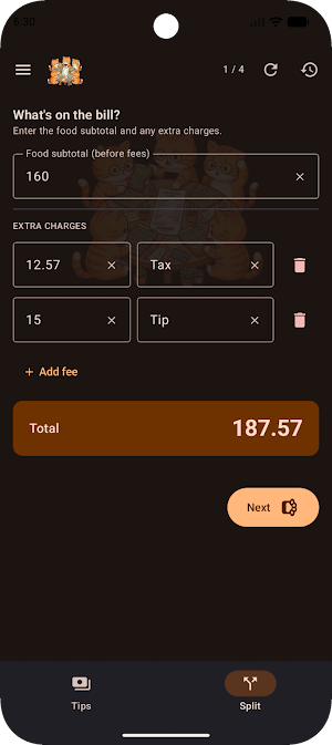 Tabby Belly: Tip & Bill Split Screenshot 2