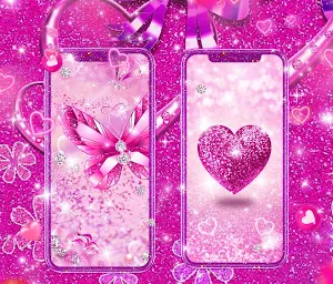 Pink Glitter Live Wallpaper HD Screenshot 1