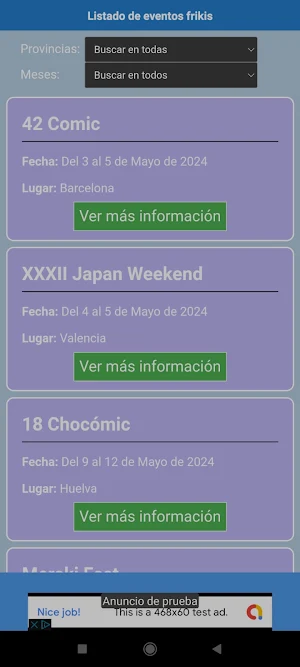 Lista de eventos frikis Screenshot 0