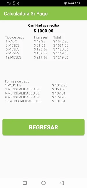 Calculadora Sr Pago Screenshot 2