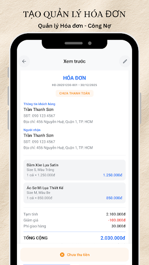 Tạo Hóa Đơn & Quản Lý Shop Screenshot 3