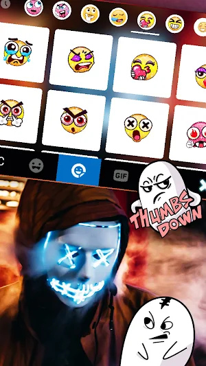 Neon Blue Maskman Keyboard Background Screenshot 2