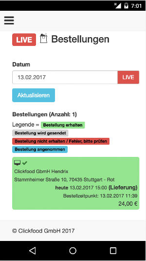 Clickfood Kundencenter Screenshot 1