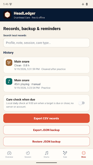 HeadLedger: Drumhead Care Screenshot 3