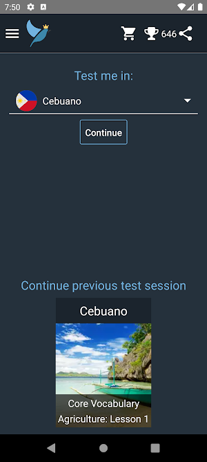 Cebuano Language Tests Screenshot 0