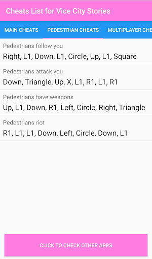 Cheat Codes for VCS Screenshot 1
