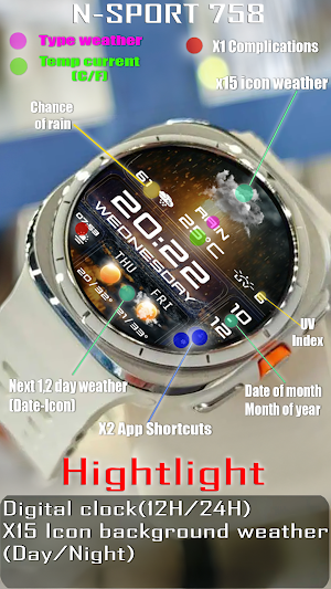 N-SPORT 758 Watch Face Wear OS Screenshot 2