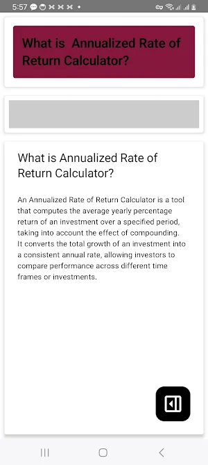 Annualized RoR Calculator Screenshot 1