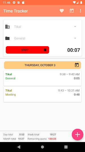 Tikal Time Tracker Screenshot 2