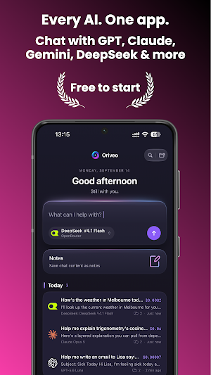 Oriveo: Multi-Model AI Chat Screenshot 0