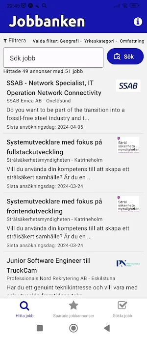Jobbanken - sök jobb Screenshot 0