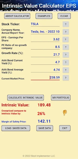 Intrinsic Value Calculator EPS Screenshot 3