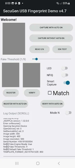 SecuGen USB Fingerprint Demo Screenshot 2
