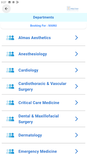 Holy Cross Patient App Screenshot 1