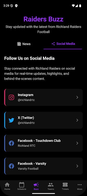 Richland Raiders Team App Screenshot 2
