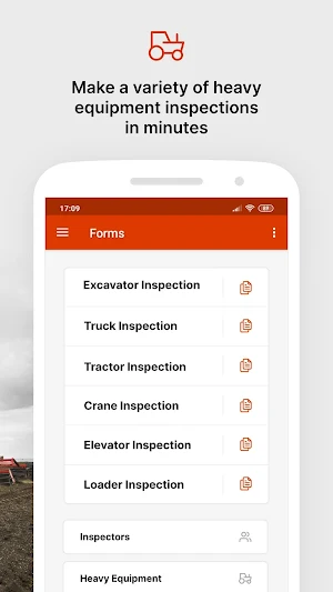 Heavy Equipment Inspection App Screenshot 1