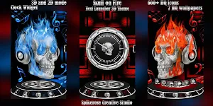 Skull On Fire 3D Next Launcher theme Screenshot 0