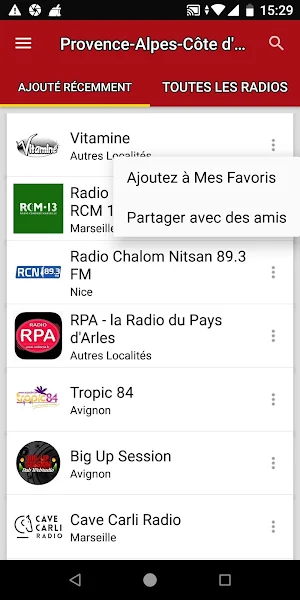 Stations Radio de Provence-Alp Screenshot 1
