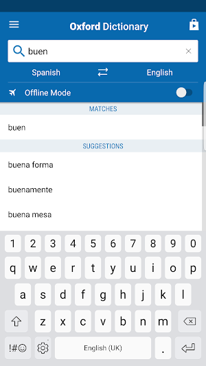 Oxford Spanish Dictionary Screenshot 1