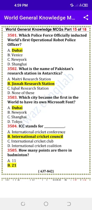 General Knowledge MCQs offline Screenshot 1