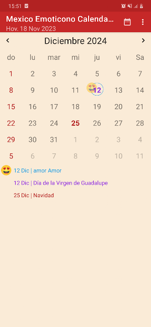 México Emoticono Calendario Screenshot 2