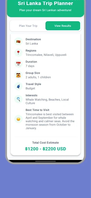 Sri Lanka Go | AI Trip Planner Screenshot 3
