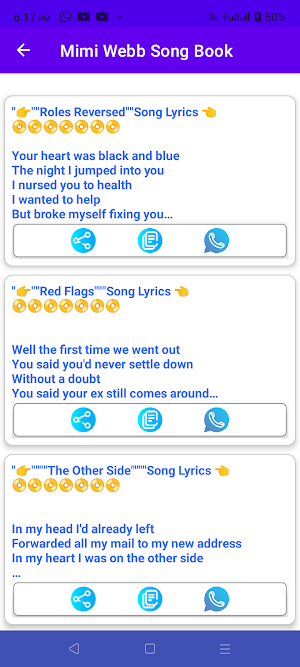 Mimi Webb Song Lyrics Book Screenshot 1