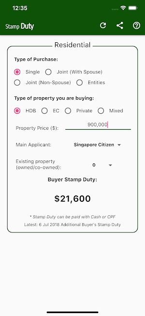 Stamp Duty Singapore Screenshot 1