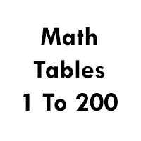 Math Tables 2 to 200
