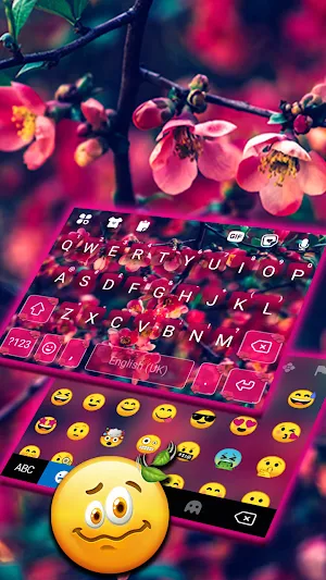 Red Flowers Keyboard Background Screenshot 2