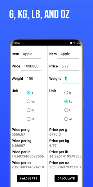 Calculator Weight Price Screenshot 1