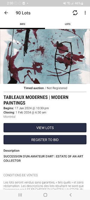 Entrenches du Chateau Auction Screenshot 1