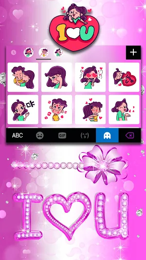 Purple Love Diamond Keyboard Background Screenshot 3