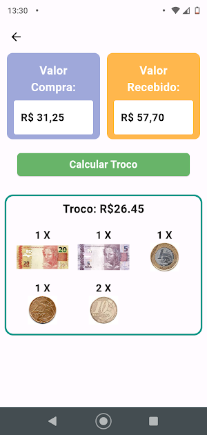 Calculadora de Troco Screenshot 0