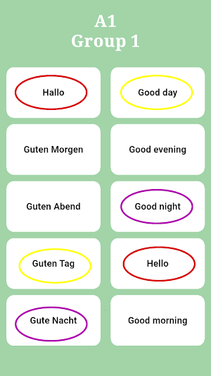 German - English Word Match Screenshot 2