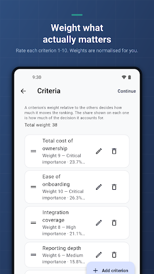 Decision Matrix Planner Screenshot 1