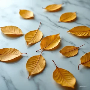 Golden Leaves Marble Wallpaper Screenshot 3